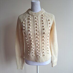 NEW Veronica Beard 100% Wool Ivory Hamilton Popcorn Sweater Size XS